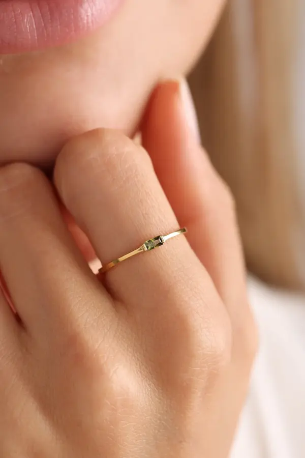 Baguette Birthstone Ring,Custom Birthstone Ring,14K Gold Ring,Personalized Ring - Image 3