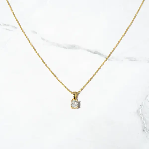 Cushion Diamond Necklace, Dainty Necklace, Gold Necklace, Layering Necklace - Image 3